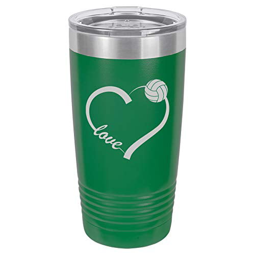 20 oz Skinny Tumbler Stainless Steel Insulated Travel Mug Love Heart Volleyball 